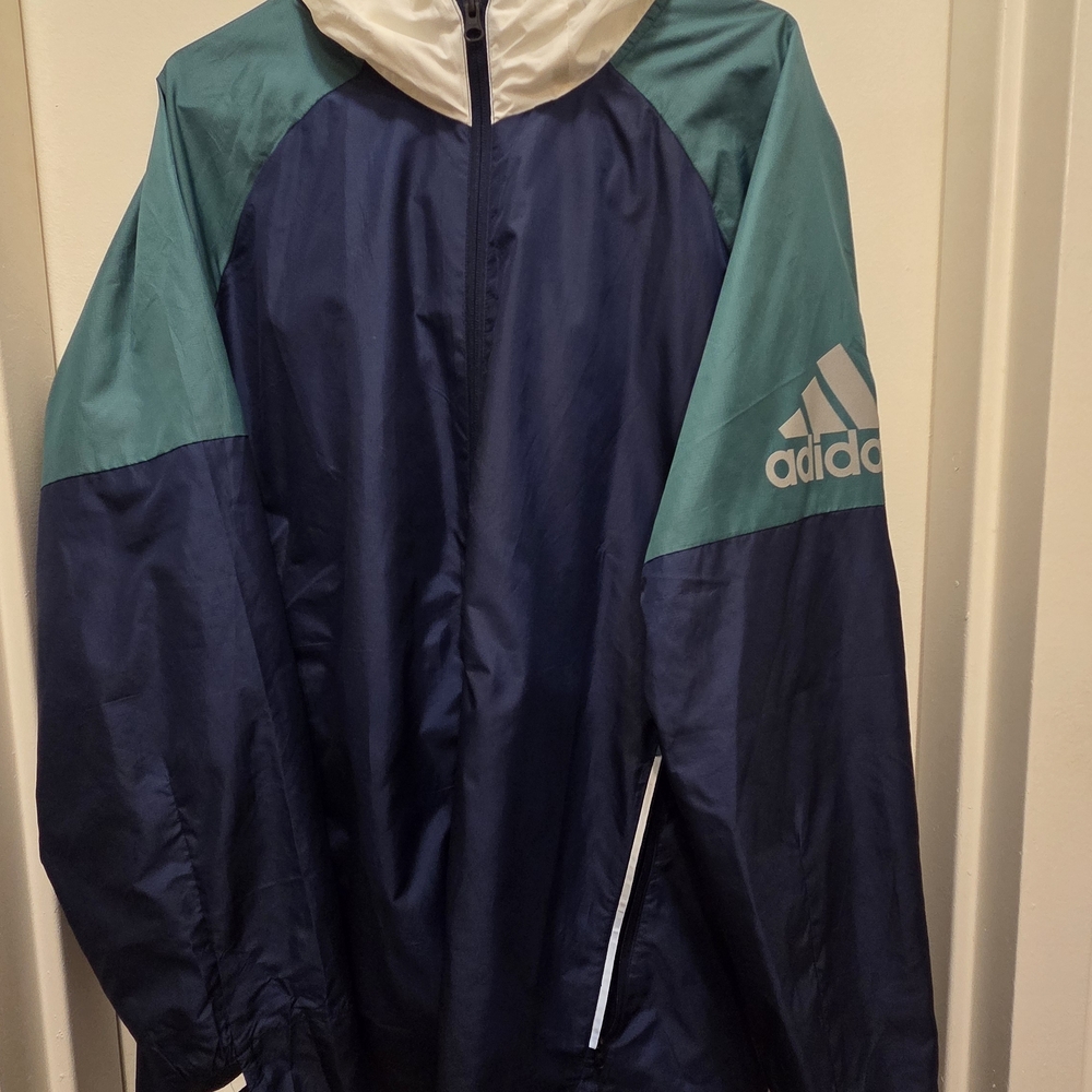 adidas Navy, Teal & White Lightweight Windbreaker